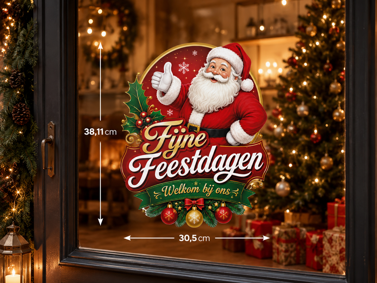 Fijne Feestdagen Raamsticker – 30,5 x 38,11 cm