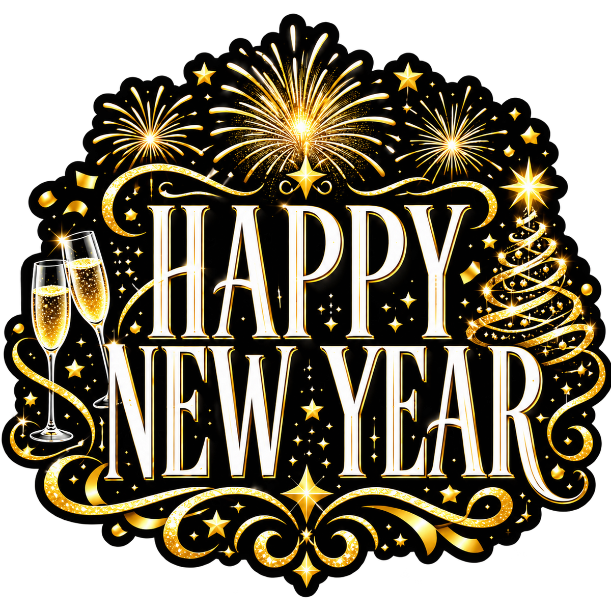 Happy New Year Sticker – 45 x 45 cm