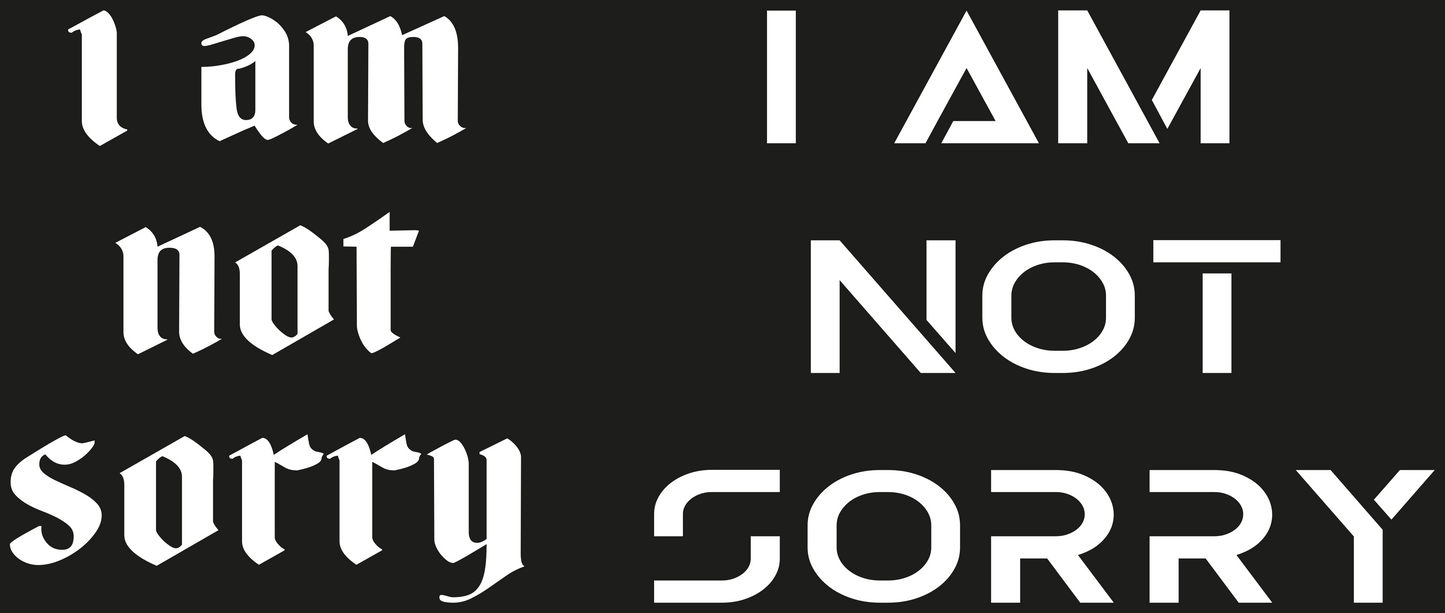 I am not sorry  31.8 CM x 13.2 CM