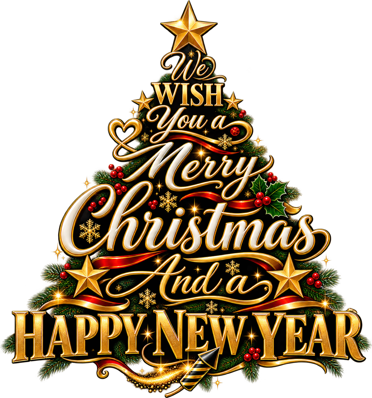 We Wish You a Merry Christmas And a Happy New Year Sticker – 42,01 x 45 cm
