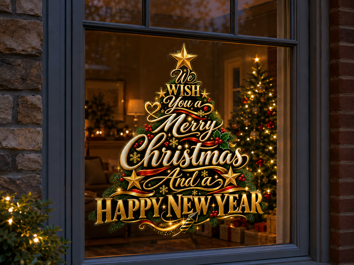 We Wish You a Merry Christmas And a Happy New Year Sticker – 42,01 x 45 cm